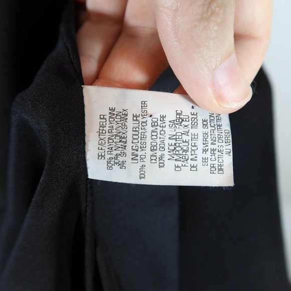 THEORY Black Open Front Lanai Blazer w/ Goat Skin Leather Trim Size 00 - Picture 9 of 9